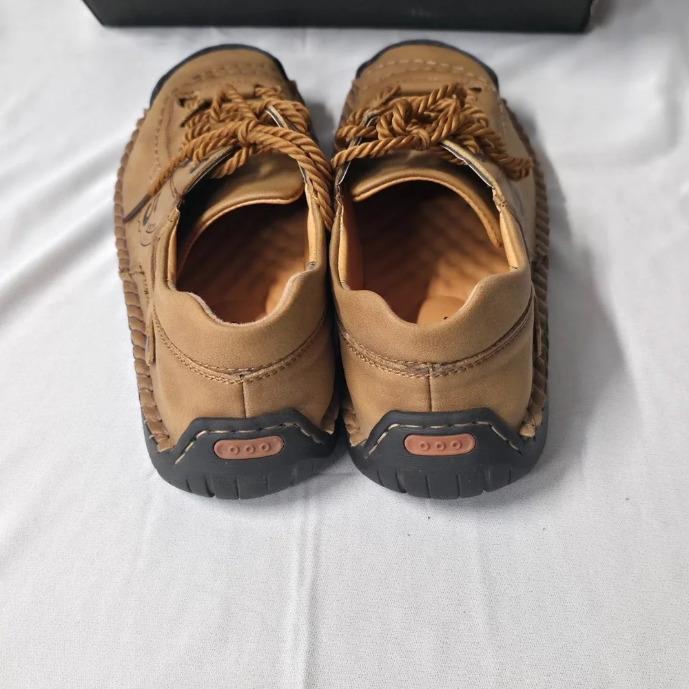 Five Store City Men's Brown‎ Leather Boat Lace Up Shoes Size 9.5 NIB